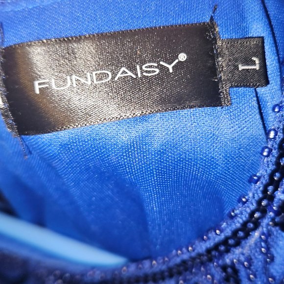 1920s Blue Beaded & Sequin Mable Flapper Dress Large - Picture 6 of 6